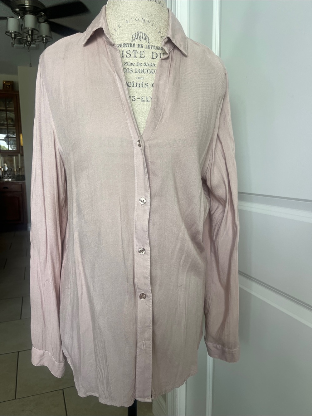 EUC Cloth & Stone Anthropologie dusty pink ultra soft button down top medium